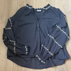 Unsubscribed Embroidered Long-Sleeve Peasant Blouse